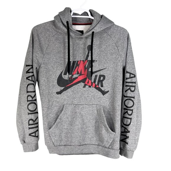 Nike Air Jordan Men M Classic Jumpman Graphite Hoodie Sweatshirt Large Spell Out - Picture 1 of 15
